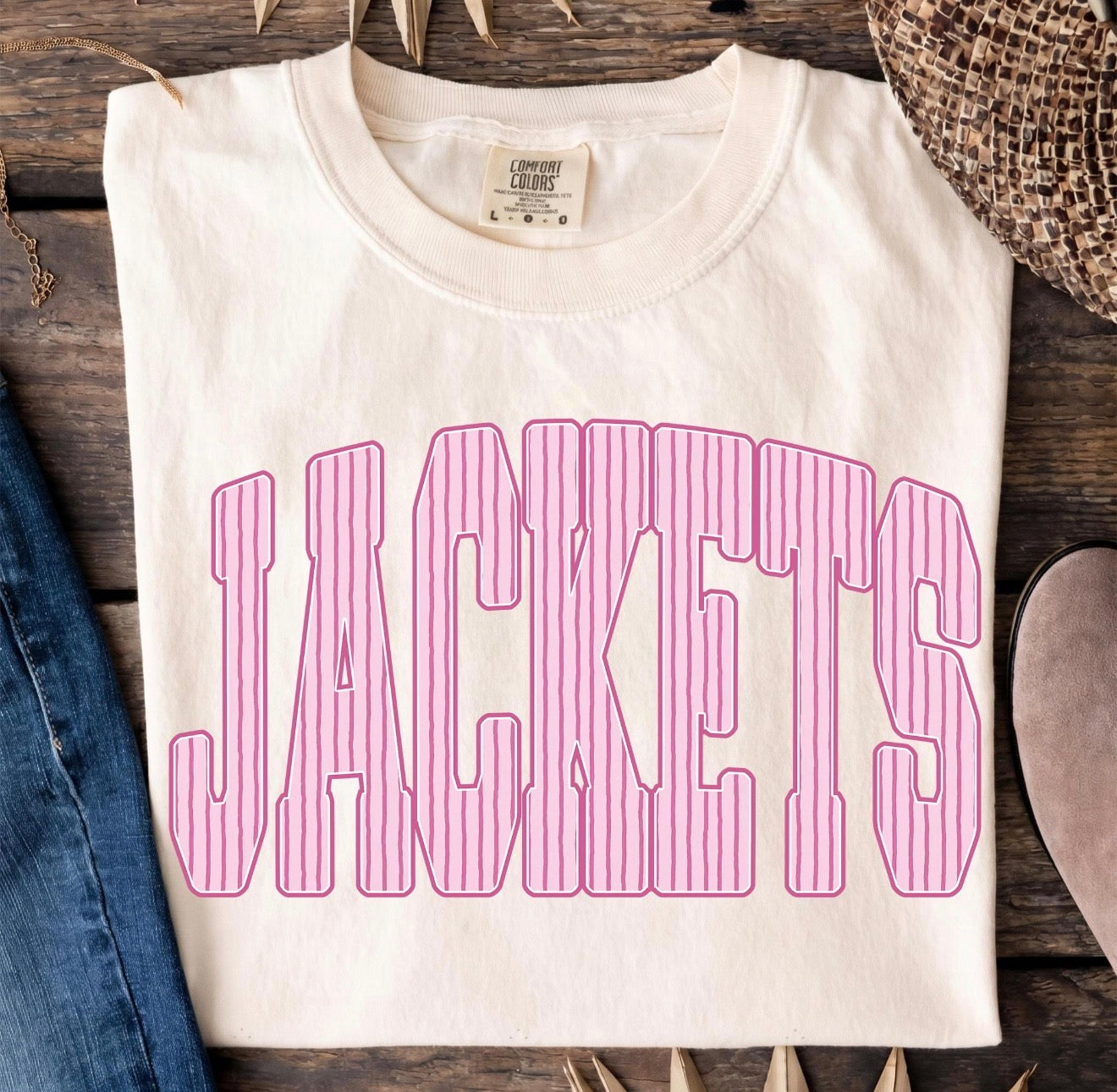 Pink Stripes Jackets Ivory Tee