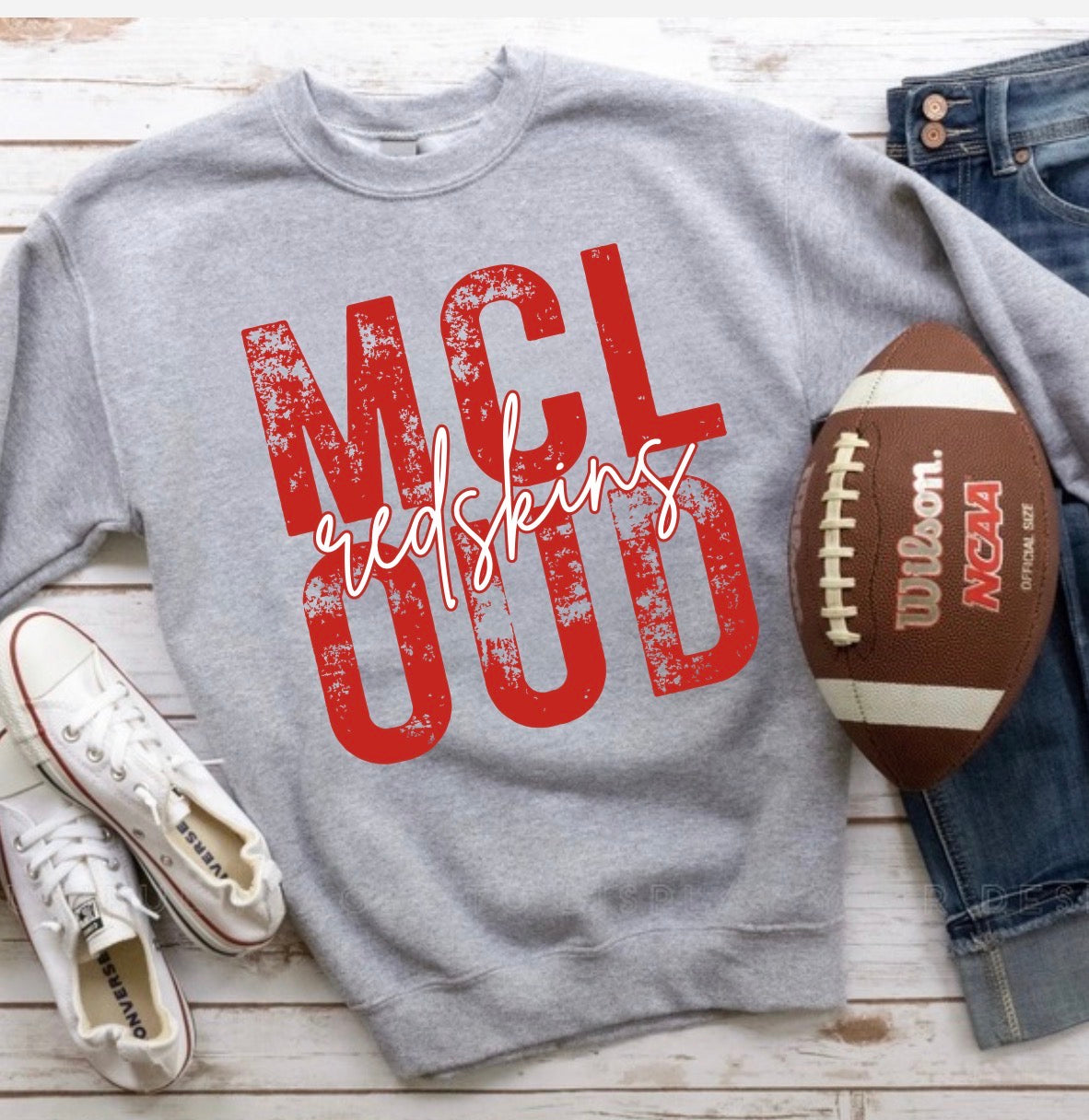 MCLOUD Stacked Redskins Grey Sweatshirt