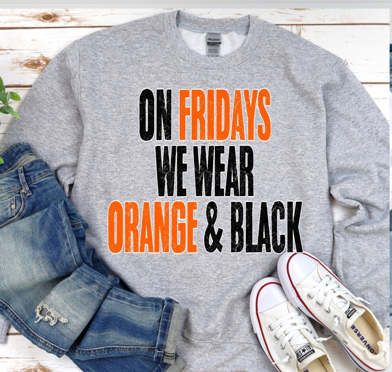 On Fridays we Wear Orange and Black Sport Grey Sweatshirt