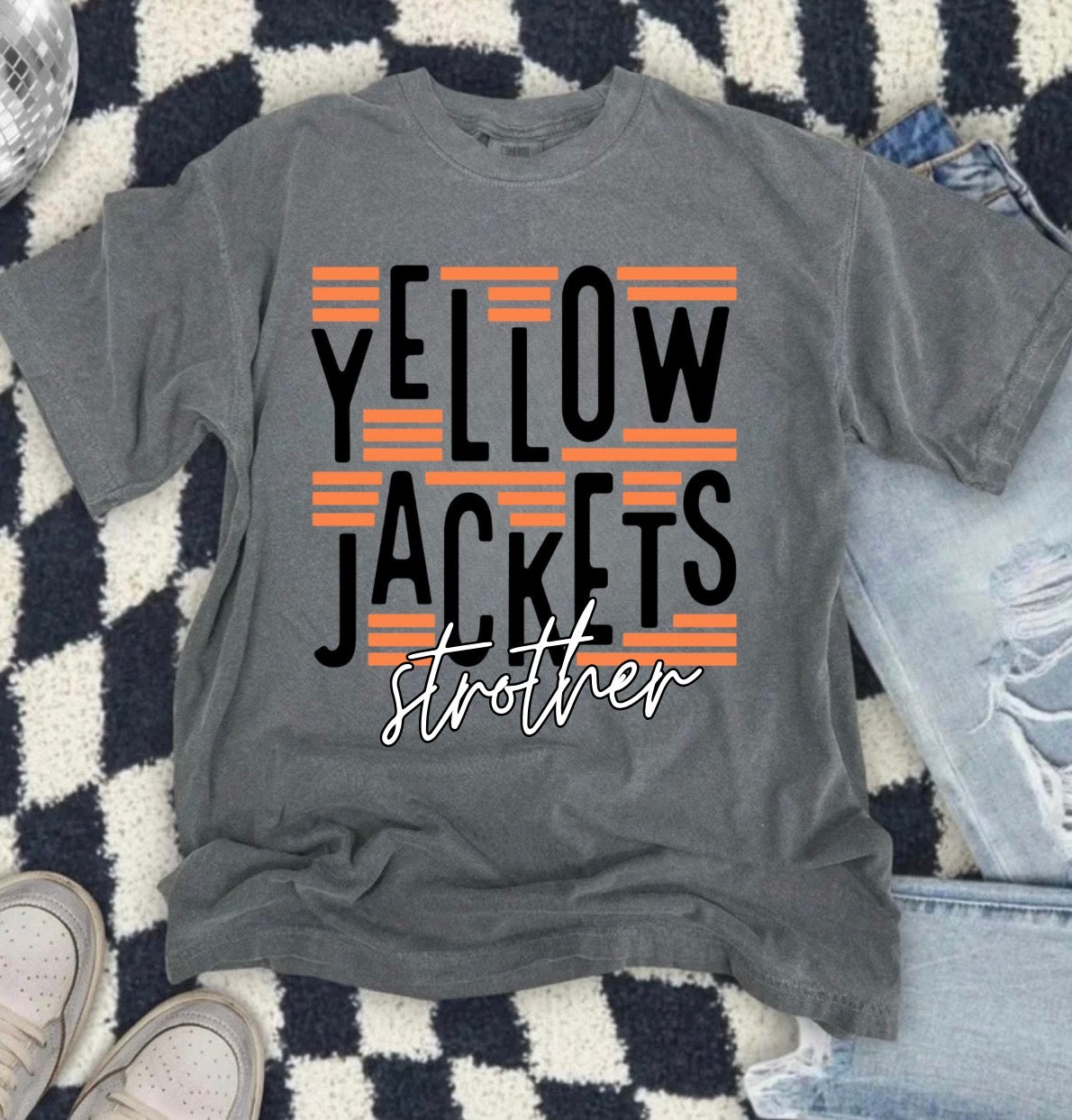 Yellow Jackets Strother Stacked Stripes Pepper Tee