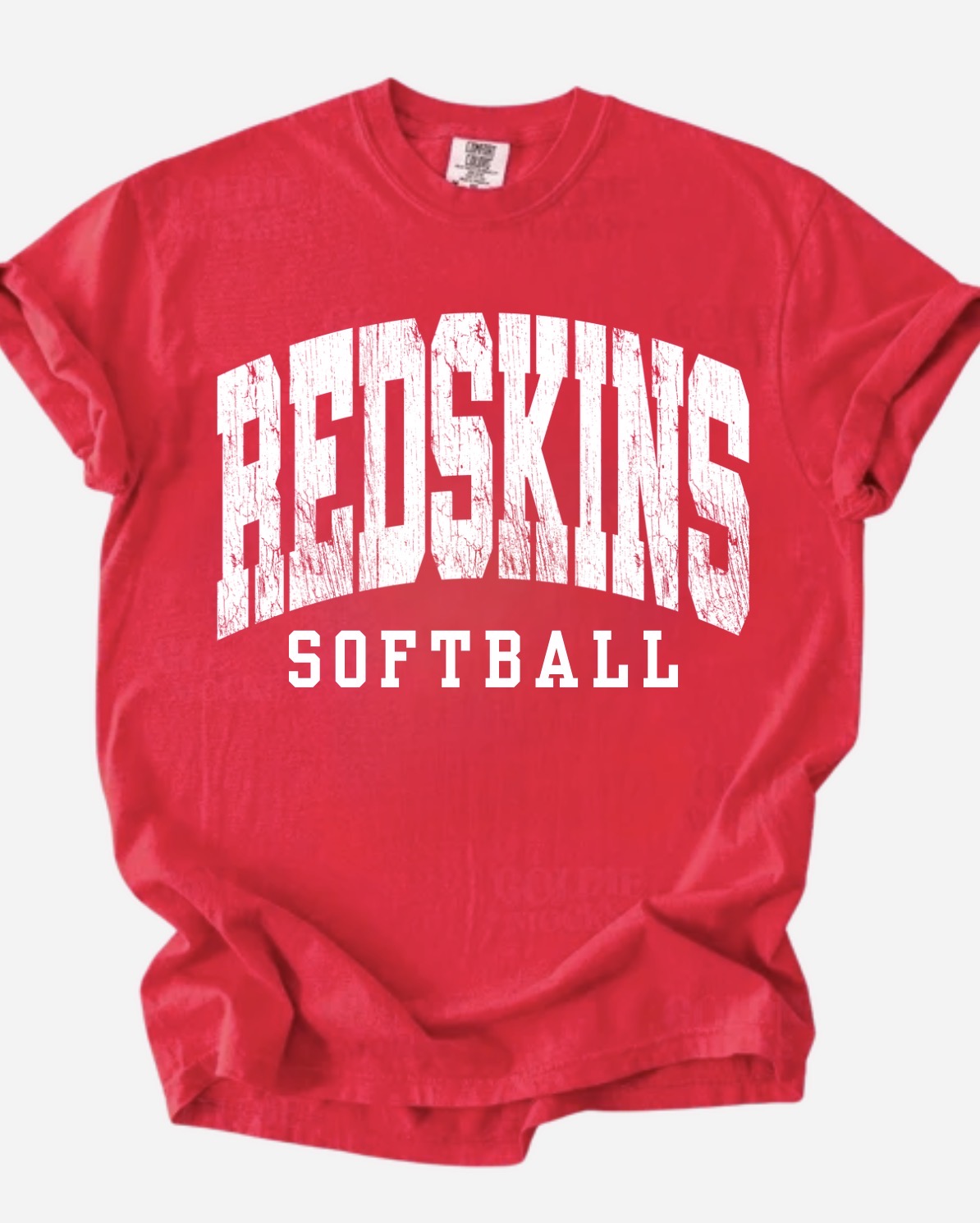 Redskins Distressed Softball Basic Red Tee