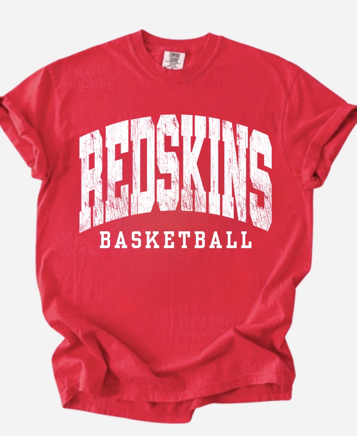Redskins Distressed BBALL Basic Red Tee