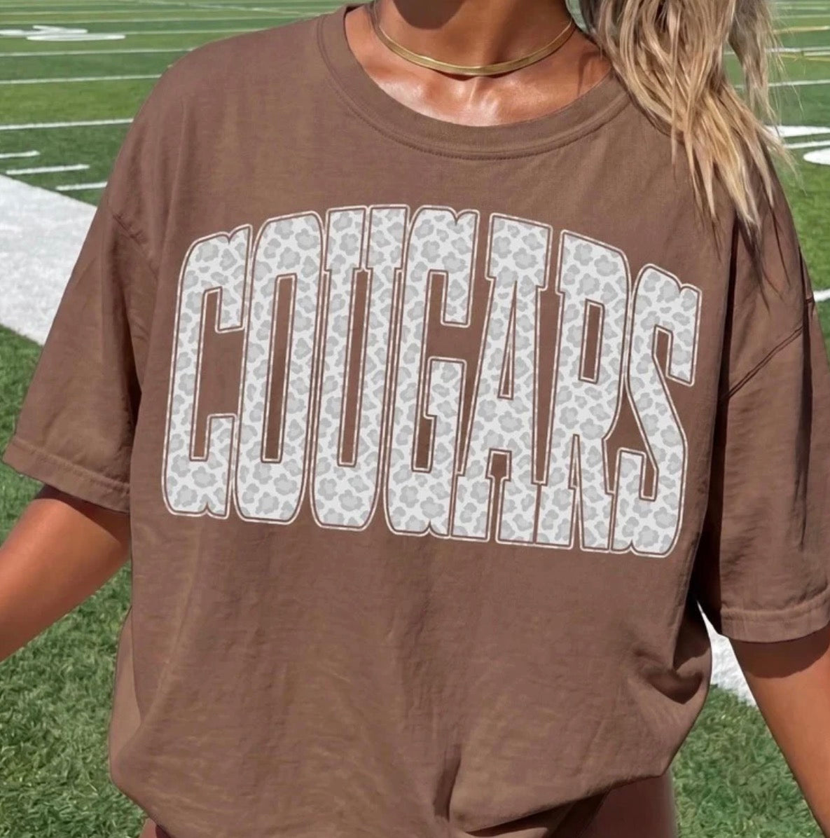 Brown Leopard Cougars Tee