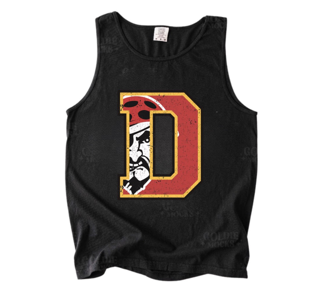 Distressed D Pirates Black Comfort Colors Tank Top