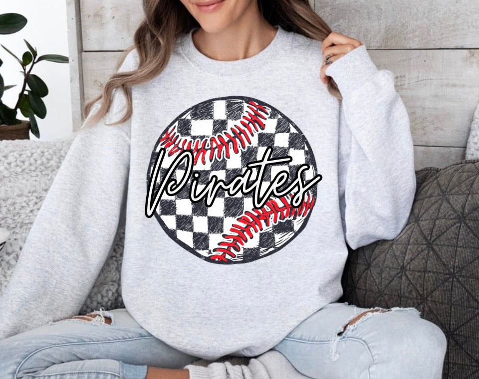 Checkered Baseball Pirates SWEATSHIRT