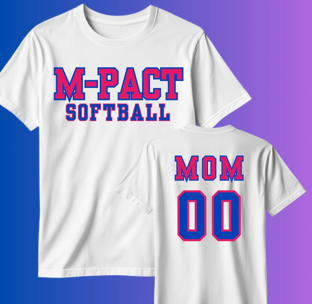 M-Pact Softball Front and Back White Tee