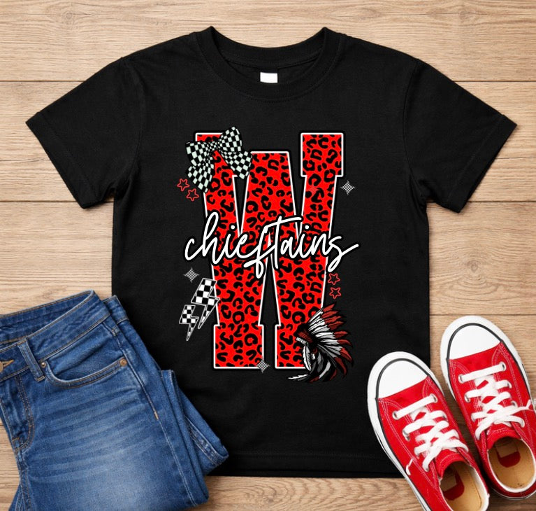 Red Leopard W Wetumka Chieftains Tee YOUTH