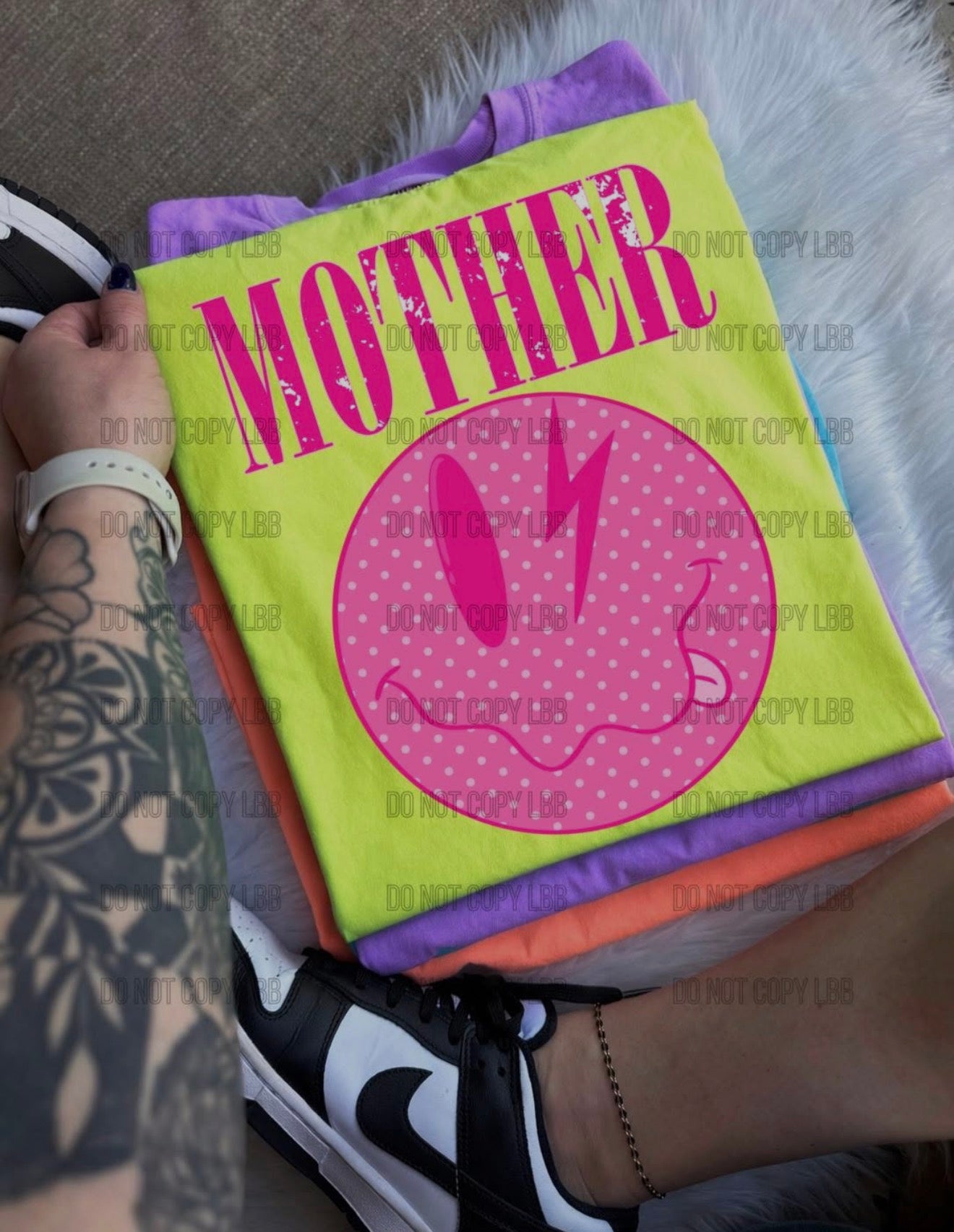 Neon Yellow Hot Pink Face Mama Tee
