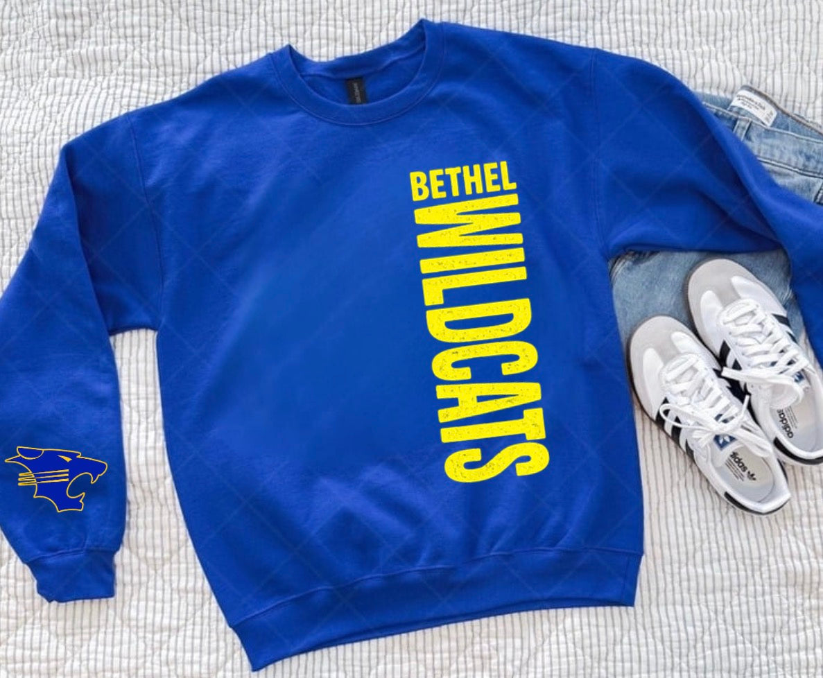 Bethel Wildcats Sideways Mascot NO Stars Blue