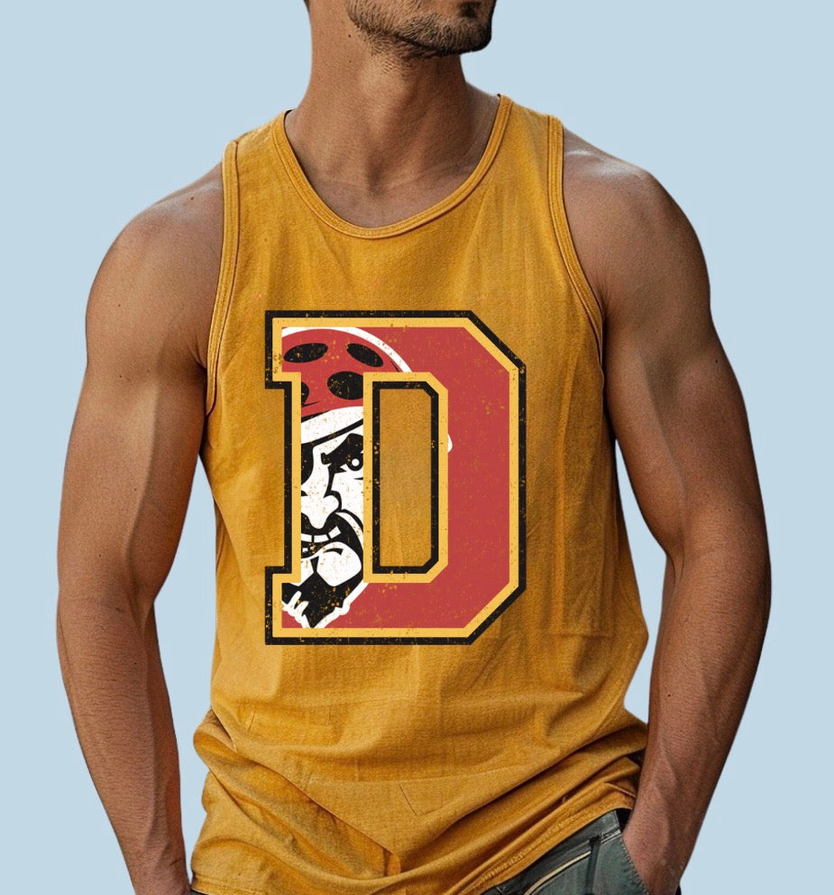 Distressed D Pirates Gold Bella Canvas Tank Top
