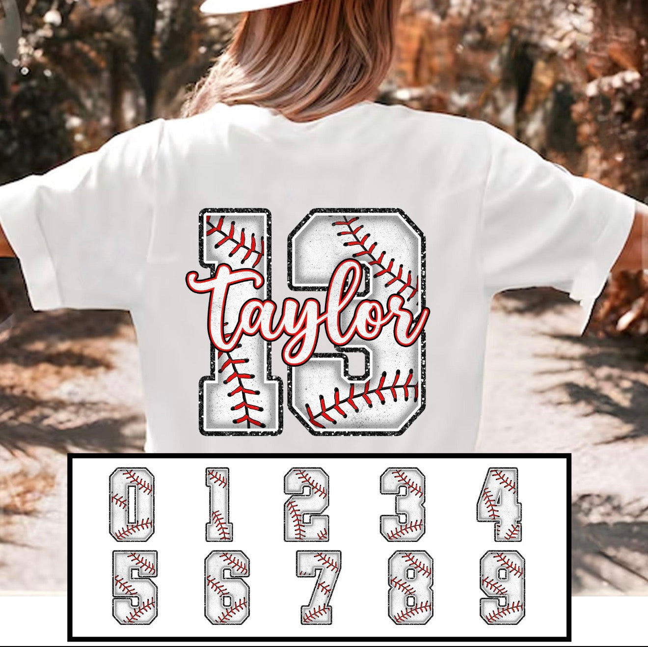 *custom* Baseball Numbers w/name Tee
