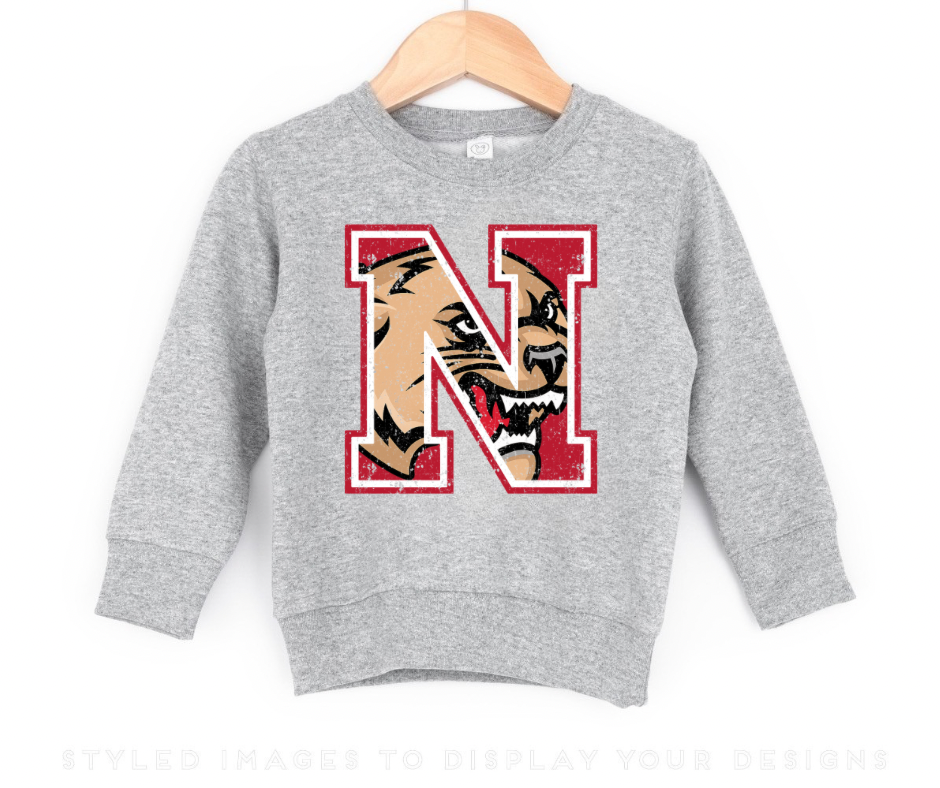 Distressed N Cougars Sweatshirt YOUTH