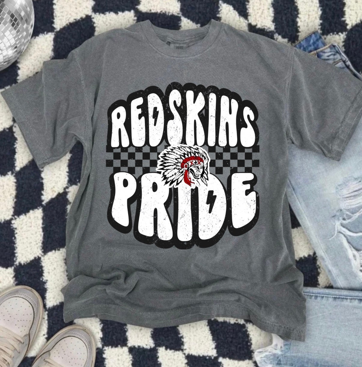 Redskins Pride Bubble Font Pepper Tee