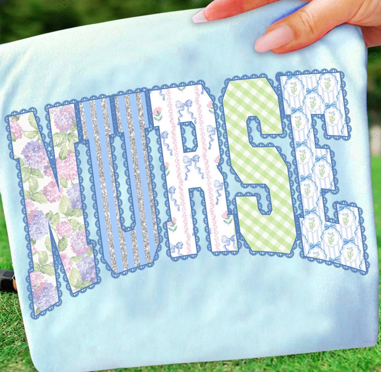 Blue Faux Lace Nurse Tee