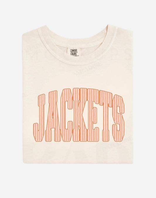 Orange Stripe Jackets ivory Tee