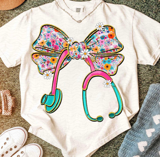 Floral Stethoscope Tee