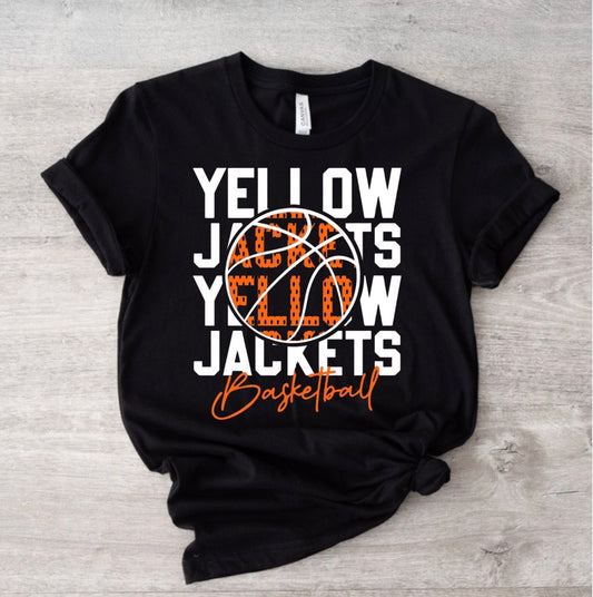 Yellow Jackets Basketball Black Tee