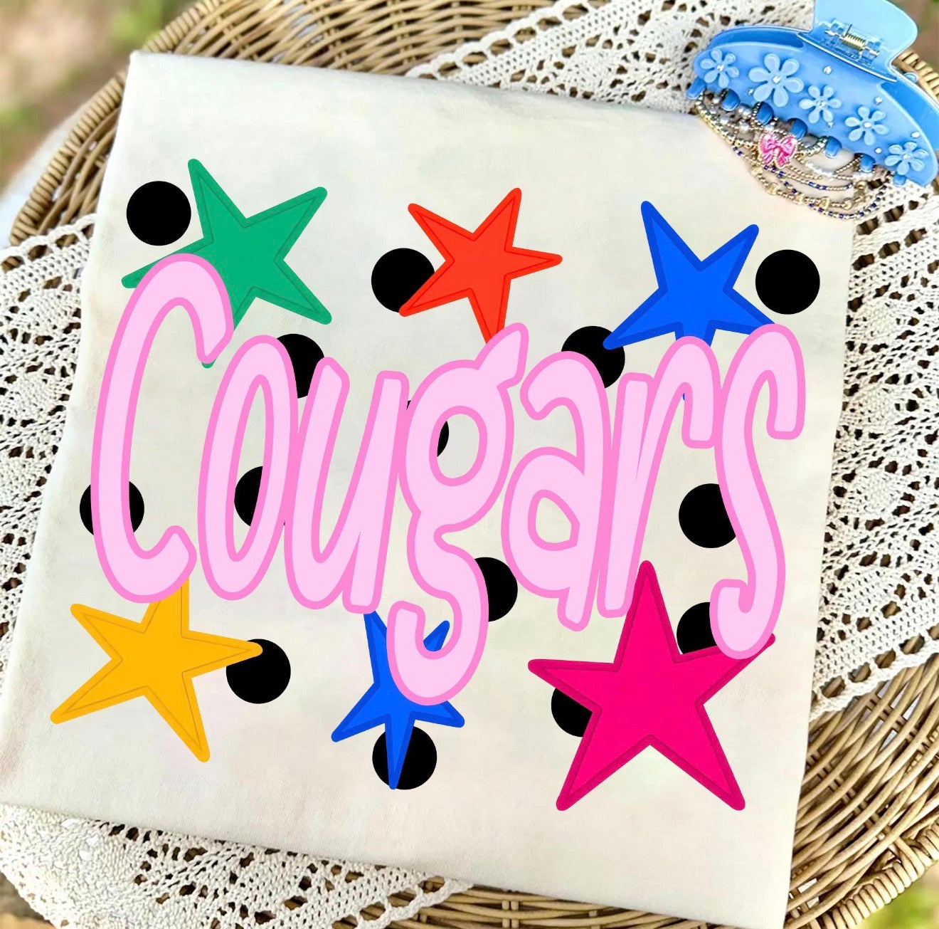 Pink Cougars Star Polka Dot Tee