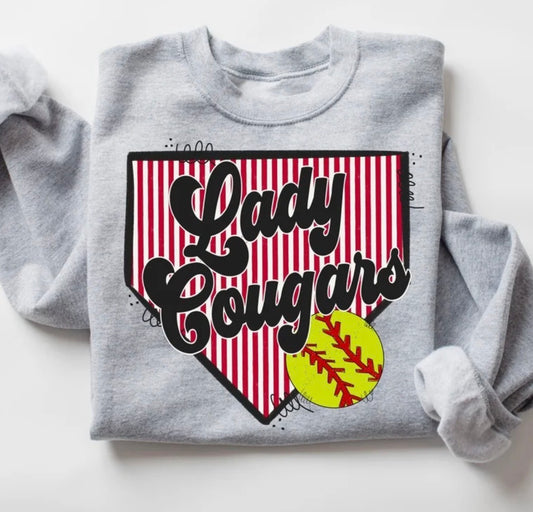 Lady Cougars Softball Home Plate Tee