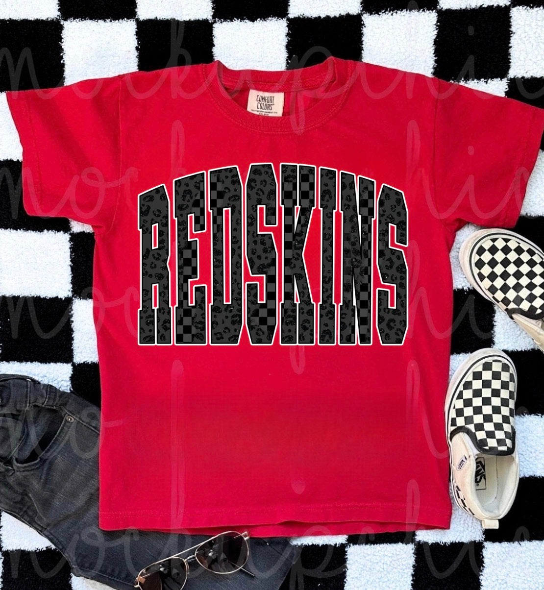 Black Leopard Redskins Red Tee