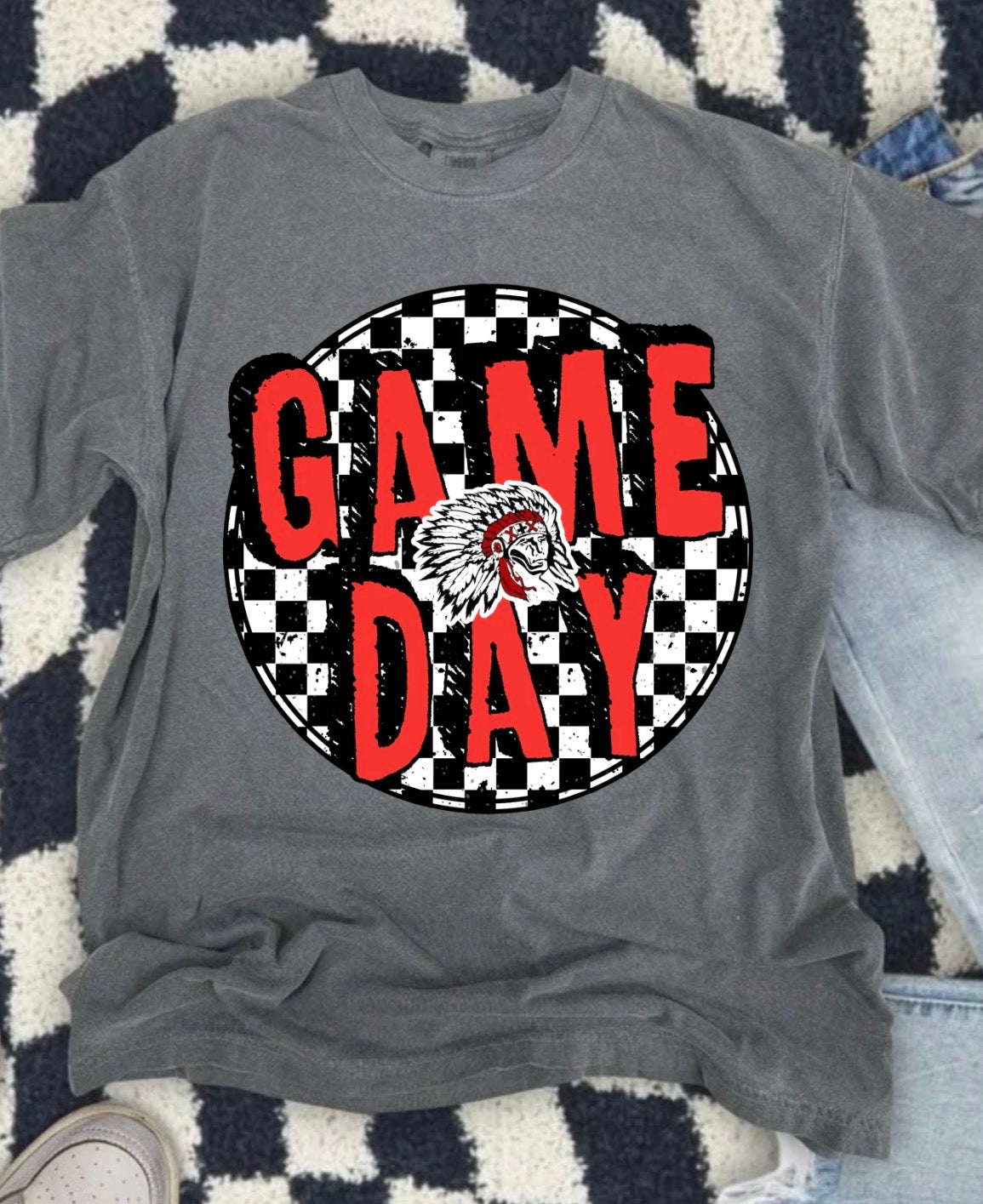 All Sport Game Day Redskins Checkered Pepper Tee