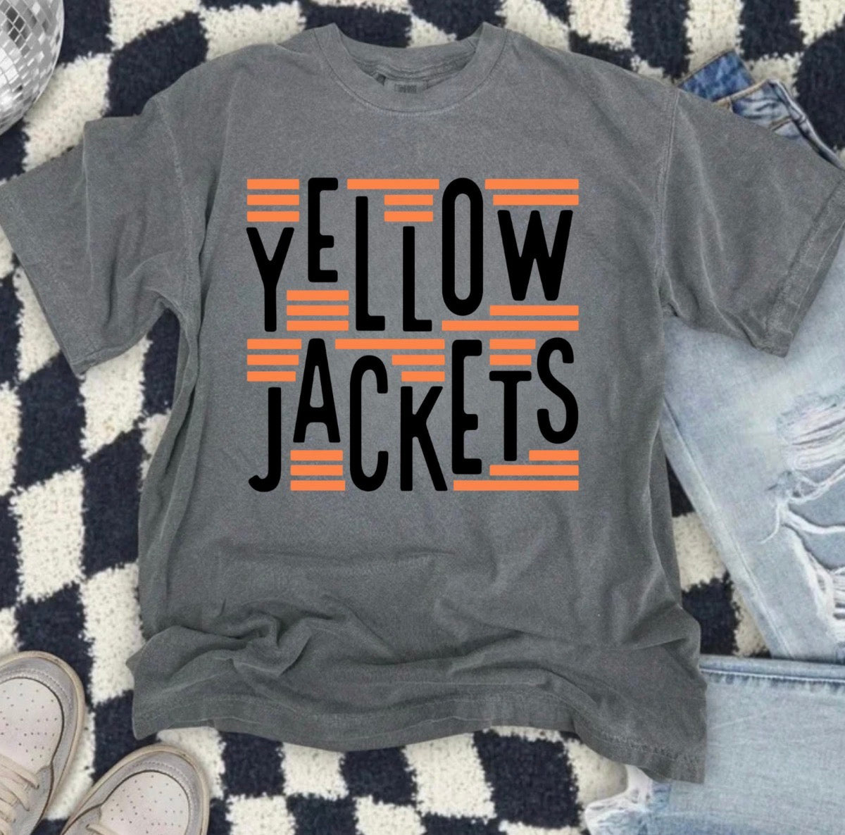 Yellow Jackets Stacked Stripes Pepper Tee
