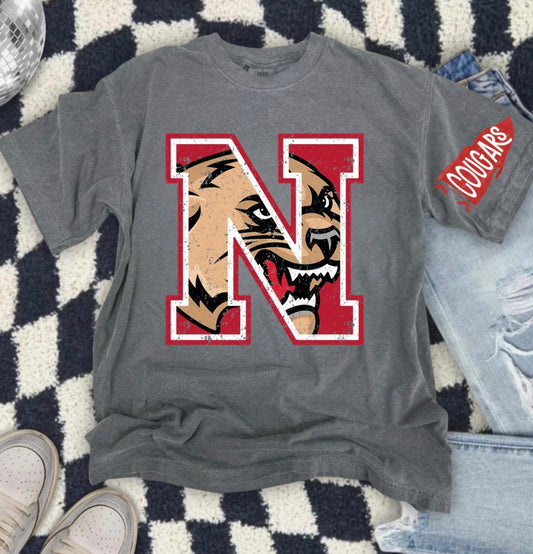Distressed N Flag Sleeve Tee