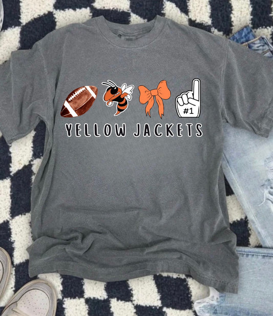 4 Spot Football Bow Yellow Jacket Fan Pepper Tee