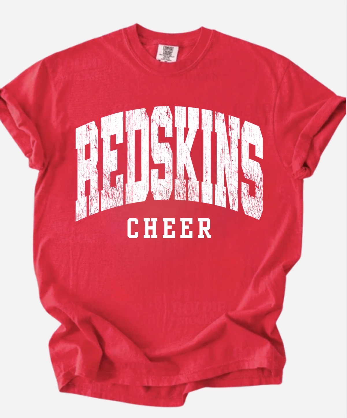 Redskins Distressed Cheer Basic Red Tee