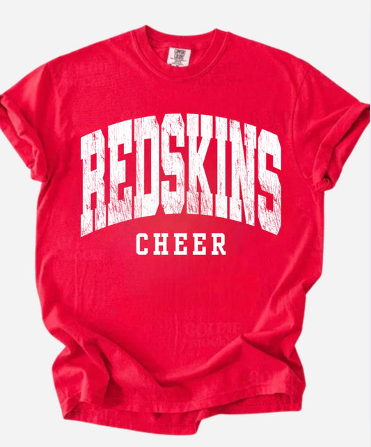 Redskins Distressed Cheer Basic Red Tee