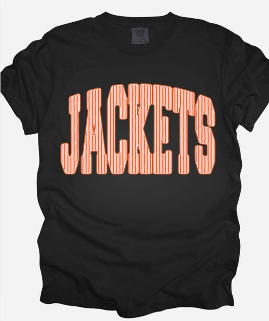 Orange Stripe Jackets Black Tee