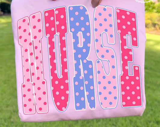 Pink Polka Dot Nurse Tee