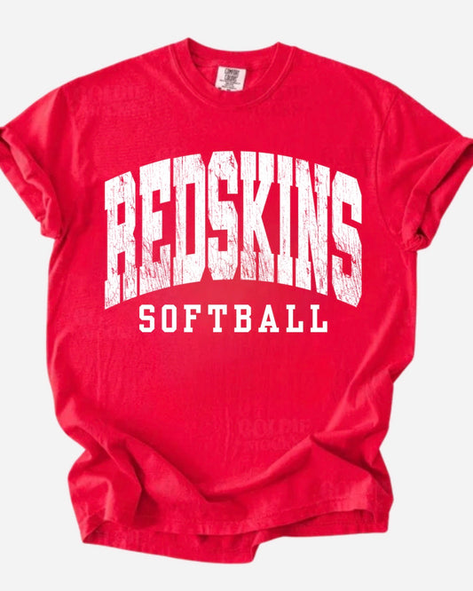 Redskins Distressed Softball Basic Red Tee