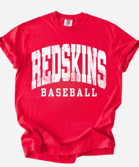 Redskins Distressed Baseball Basic Red Tee