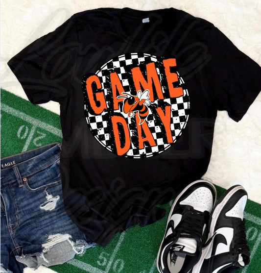 Game Day Checkered Mascot Black Tee
