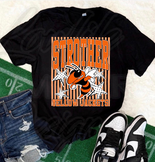 Stripes Strother Yellow Jackets Stars Black Tee