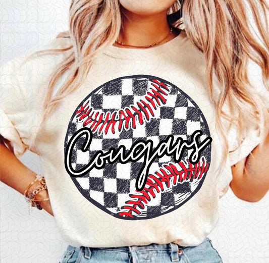 **custom** Checkered Baseball Mascot Tee