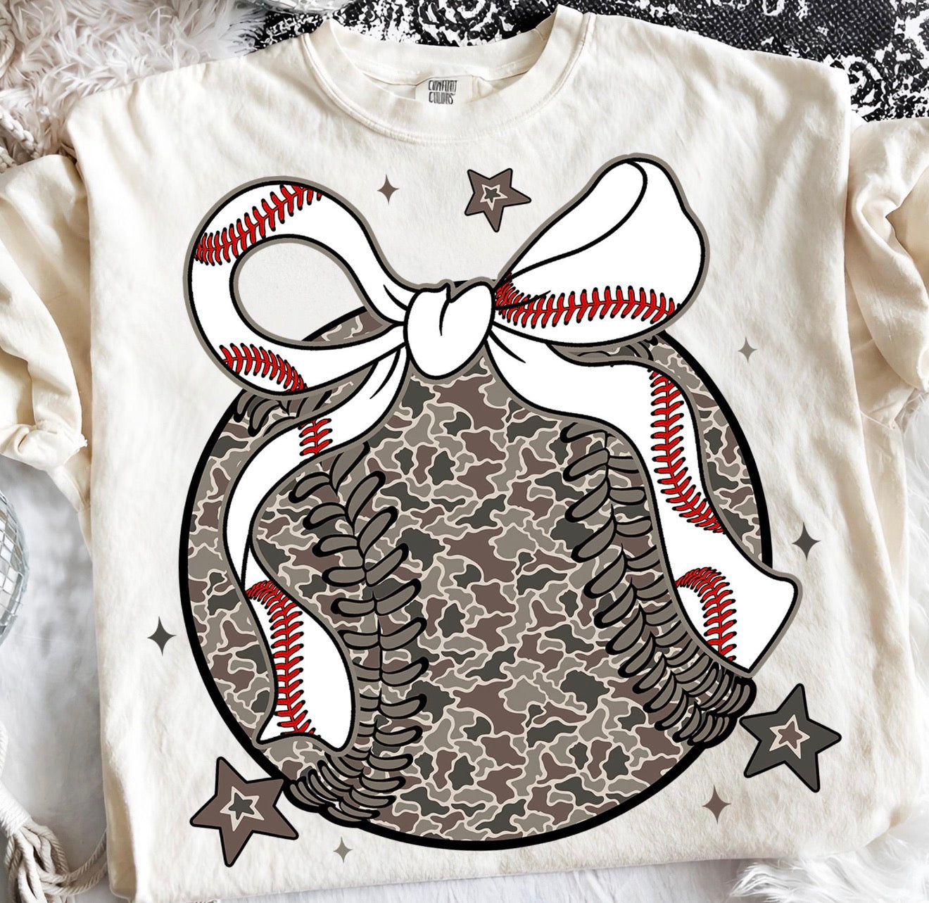 Camo Bow Baseball Tee