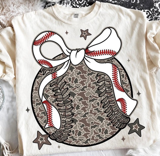 Camo Bow Baseball Tee
