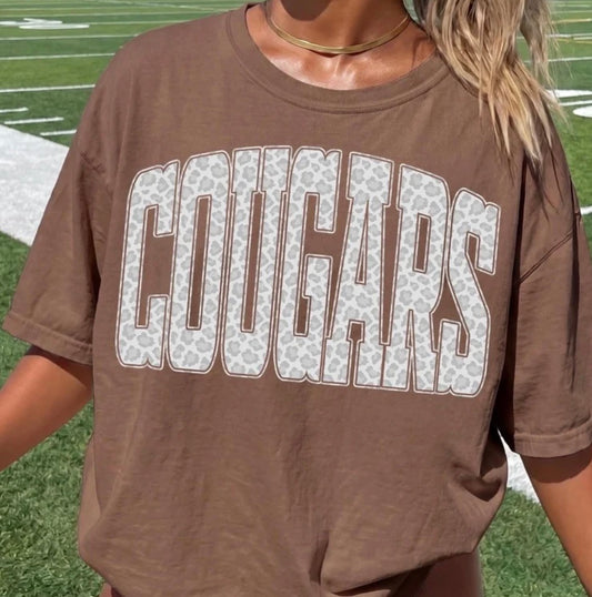 Brown Leopard Cougars Tee