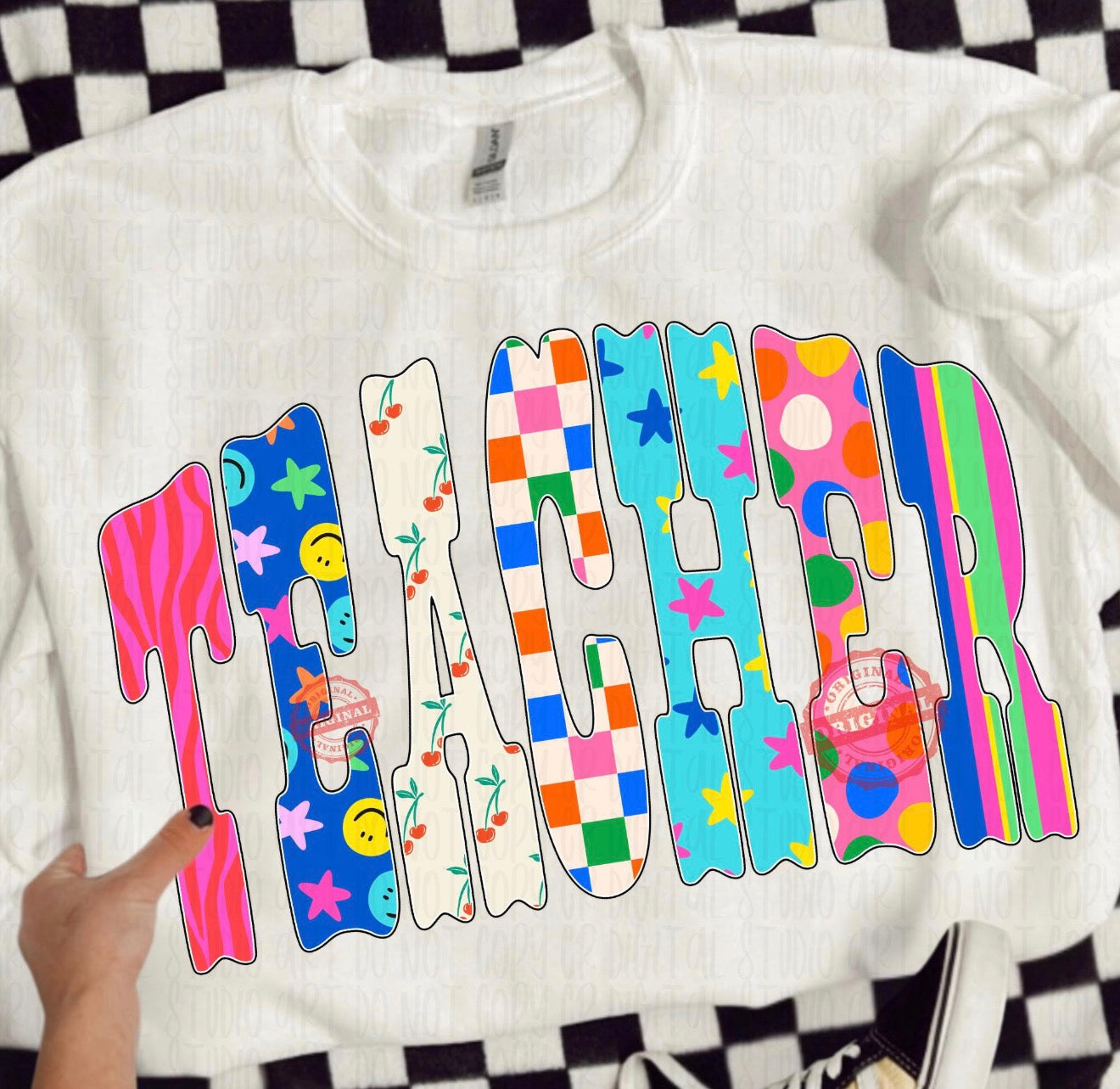 Teacher Retro Cherries Ivory Tee