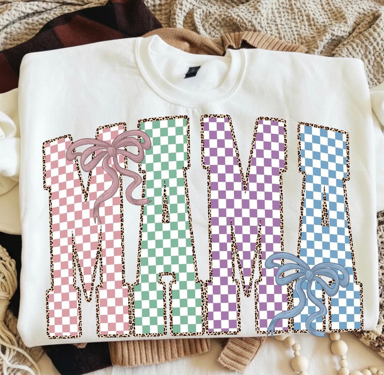 Mama Pastel Checkered Tee