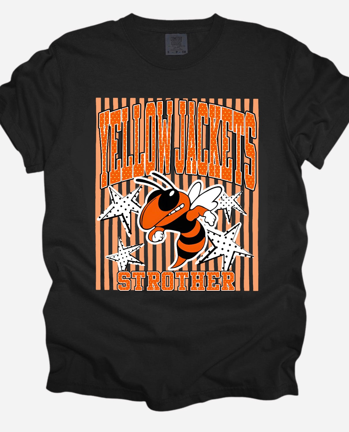 Stripes Yellow Jacket Strother Black Tee