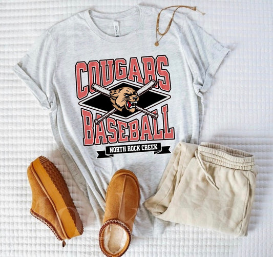 Cougars Baseball Ash Grey Tee