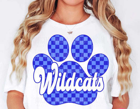 Checkered Blue Wildcats Tee