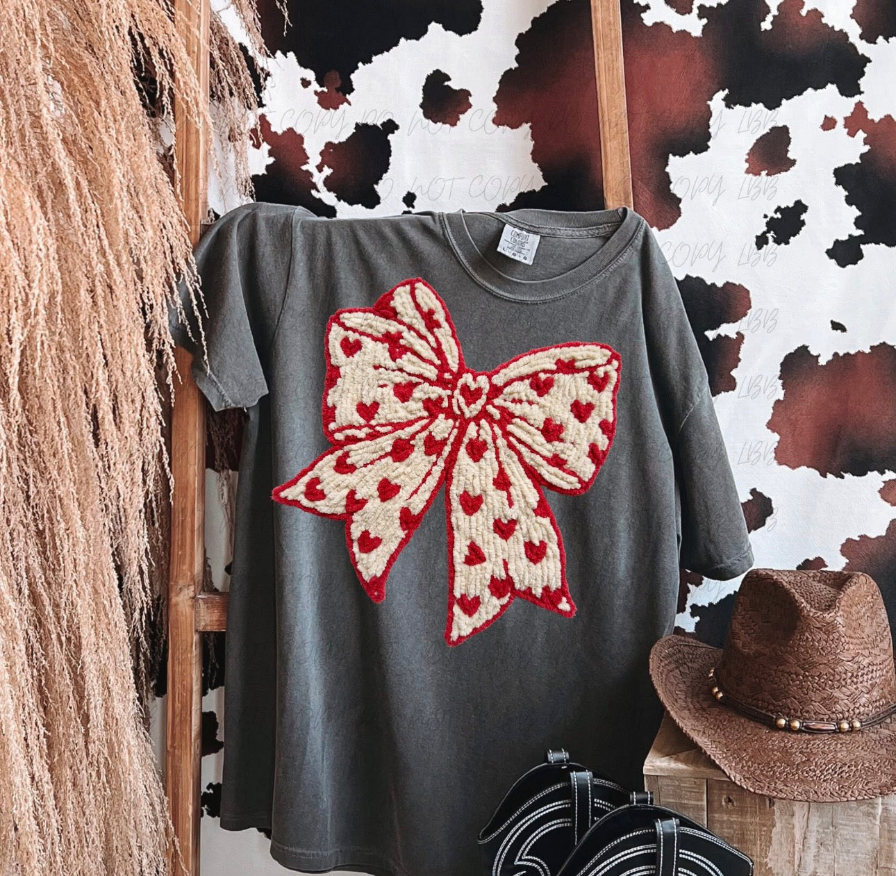 Faux Knit Heart Bow Tee