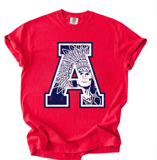 Asher A Indians Comfort Colors Red Tee