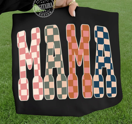 Mama Colorful Checkered Tee