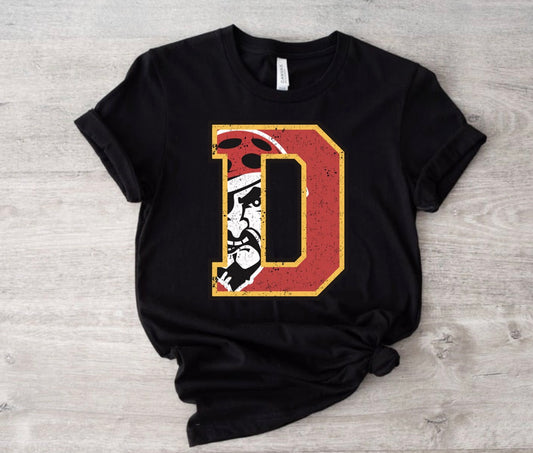 Distressed D Dale Pirates Black Tee