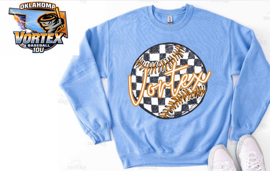 Checkered Baseball Vortex Baby Blue Sweatshirt